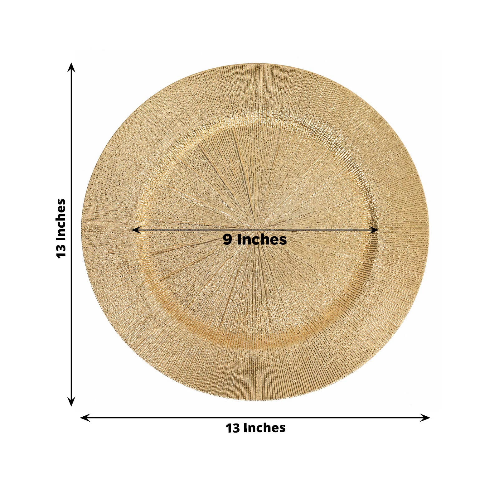 6 Pack Gold Acrylic Charger Plates 13", Round Sunburst Textured Table Chargers - Image 3